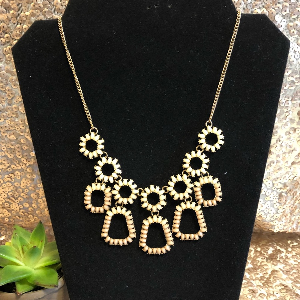 Gold With Cream Stone Necklace